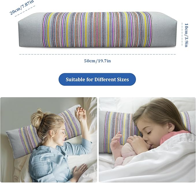 Adjustable Buckwheat Hull Pillow for Neck Pain Relief (21x8x4in) Natural Cooling Cervical Support Organic Pillow for Side & Back Sleepers with Night Sweats (Grey)
