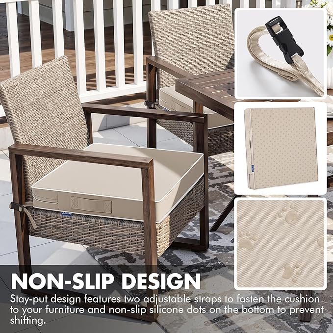 MIULEE Beige 48 x 18 x 3 Outdoor Bench Cushion Waterproof Patio Chair Cushion with Adjustable Straps Set of 1 for Swing Patio Furniture 3-Year Color Fastness Garden Sofa Couch