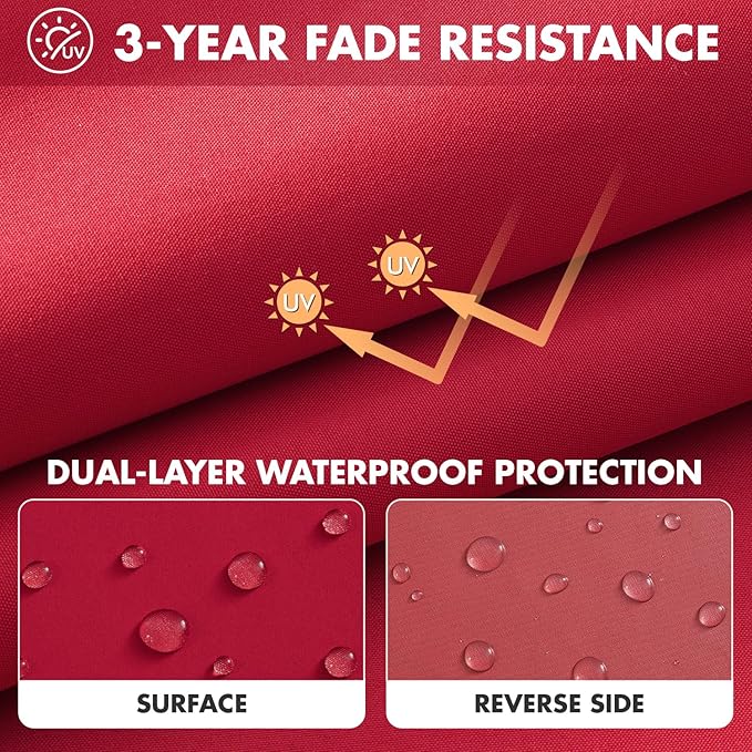 MIULEE Red 24 x 24 x 4 Outdoor Chair Cushions Waterproof Patio Chair Cushions with Adjustable Straps Set of 2 for Patio Furniture 3-Year Color Fastness Garden Sofa Couch