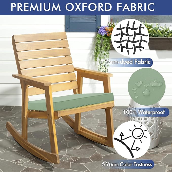 Outdoor Chair Cushions 24 x 24 Inch Water Resistant Patio Chair Cushions with Tie 3 Year Color Fastness Thick Outdoor Seat Cushion for Garden Lawn Patio Furniture Sage Green Set of 2