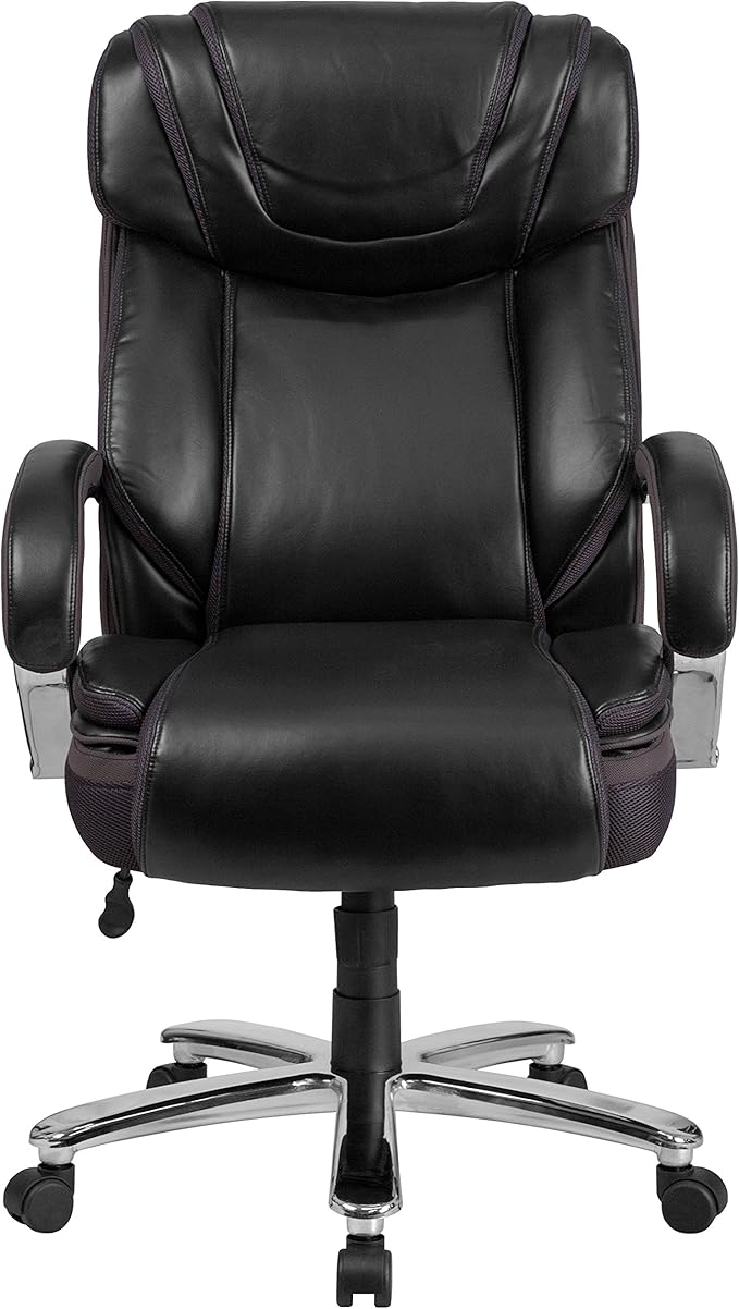 Flash Furniture HERCULES Series Big & Tall 500 lb. Rated Black LeatherSoft Executive Swivel Ergonomic Office Chair with Extra Wide Seat