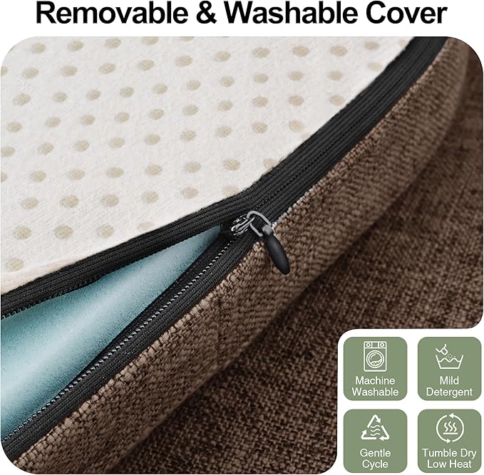 Tromlycs 14 Inch Round Bar Stool Cushion Non-Slip Foam Seat Pad Removable Cover for Circle Chairs (14x14 Inches, Brown)