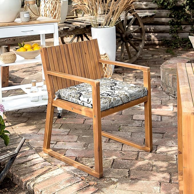LVTXIII Outdoor Chair Cushions 18.5"x16"x2" Pack of 2, Water-Repellent Square Corner Memory Foam Seat Cushions with Ties for Garden Patio Furniture, Dailey Tan