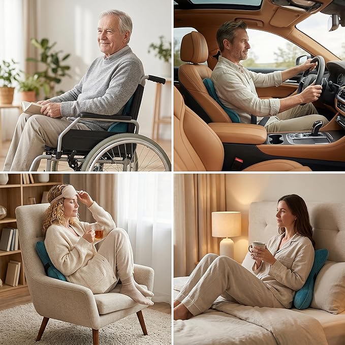 Back Pillow for Couch and Recliner, Lumbar Support Pillow for Sofa Sitting, Back Support Cushion for Office Chair, Ergonomic Back Cushion for Sitting Comfort, Slate Blue