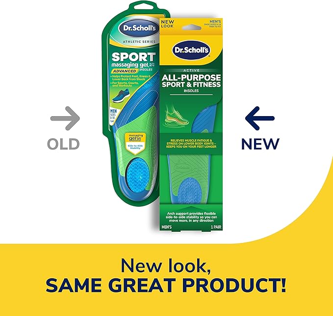 Dr. Scholl’s Sport Insoles - Superior Shock Absorption and Arch Support to Reduce Muscle Fatigue and Stress on Lower Body Joints for Men Size 8-14,(Pack of 12)