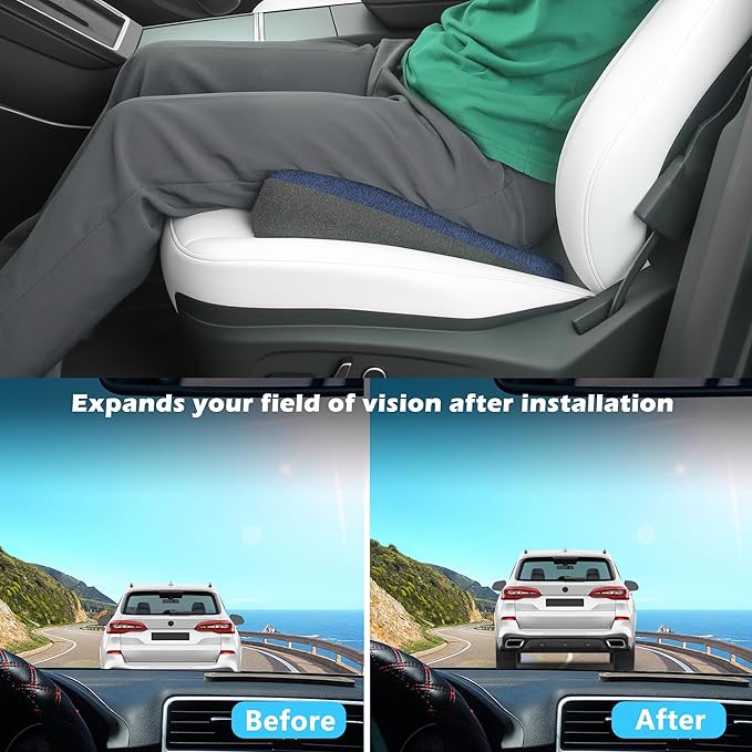 Car Seat Cushion for Driving, Ergonomic Memory Foam Car Seat Pad for Sciatica Pain Relief, Car Seat Cushion Pad for Driving Seat Office Chair, Blue