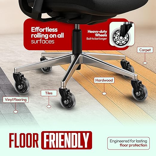 Wheels Xela Office Chair Wheels, Set of 10, 3 Inch Heavy-Duty Replacement Rubber Wheels for Desk & Gaming Chair are Easy to Install & Suitable for All Floor Types