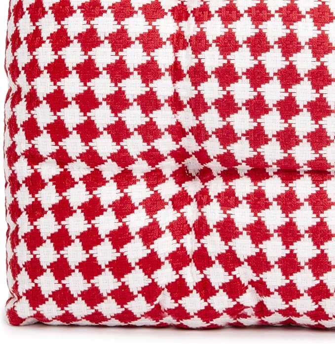 SQUARE MOON Indoor Chair Cushions for Dining Chairs, Soft and Comfortable Rhombic Weave Pattern Kitchen Chair Pads with Ties, 17" x 16" x 3", Wine Red, 6/Pack