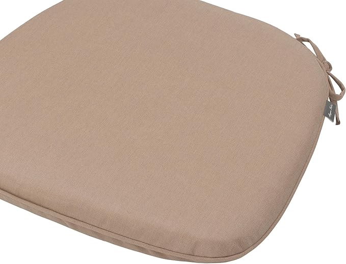 Magpie Fabrics 17"x16"x2" U-Shape Chair Cushions with Ties 4 Count, Outdoor Indoor Waterproof All Weather Seat Pads Decoration for Patio Garden Dining Office - Khaki