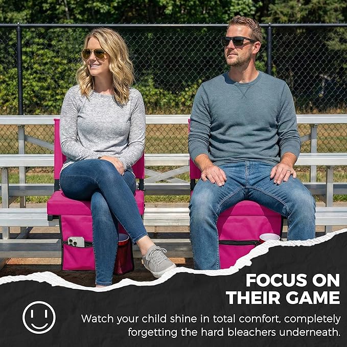 SPORT BEATS Stadium Seats with Back Support Bleacher Chairs with Back and Cushion Thick Padded Bleacher Seats Includes Shoulder Strap