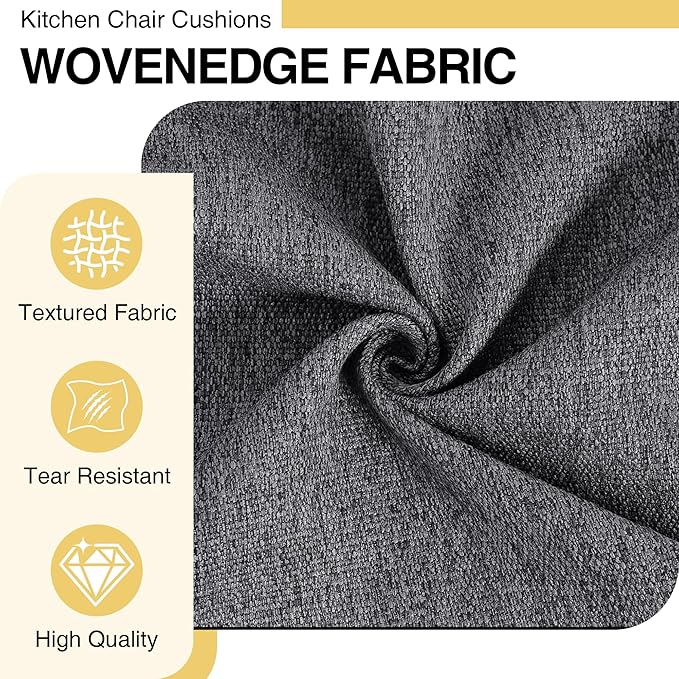 Tromlycs Chair Cushions for Dining Chairs Kitchen Seat Cushions Room 4 Pack Pads with Ties Indoor Non Slip Office 18x18 Inch, Dark Grey