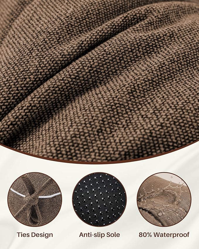 Rocking Chair Cushions Indoor, 5-inch Thicken Seat Cushion with Memory Foam Non-Slip Tufted Chair Pads Set of Seat & Back Cushion for Outdoor Rocker Living Room, Dark Brown, 22x17x5/17x17x5