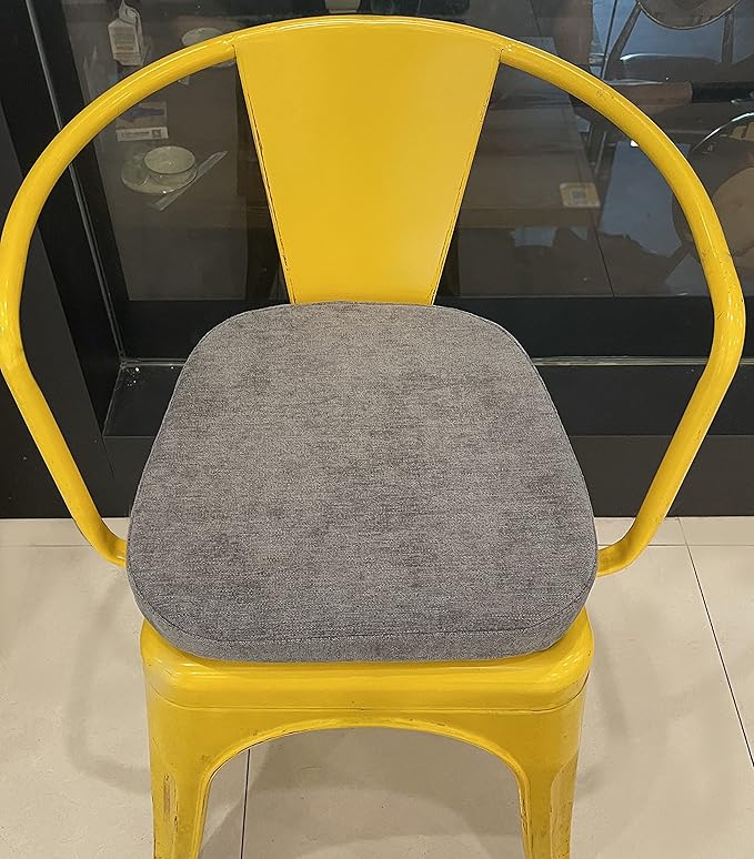 Loveboat 2 Pack Dark Grey Metal Dining Chair Pads, 14x14 Inches, Chenille Fabric, Plush Foam Insert, Machine Washable, Fits Tolix Style Chairs