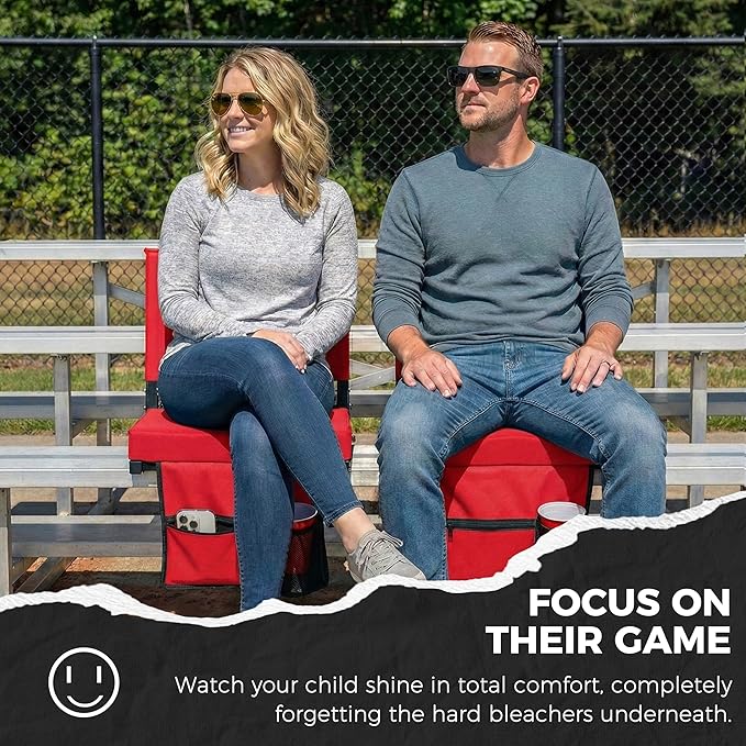 SPORT BEATS Stadium Seats with Back Support Bleacher Chairs with Back and Cushion Thick Padded Bleacher Seats Includes Shoulder Strap