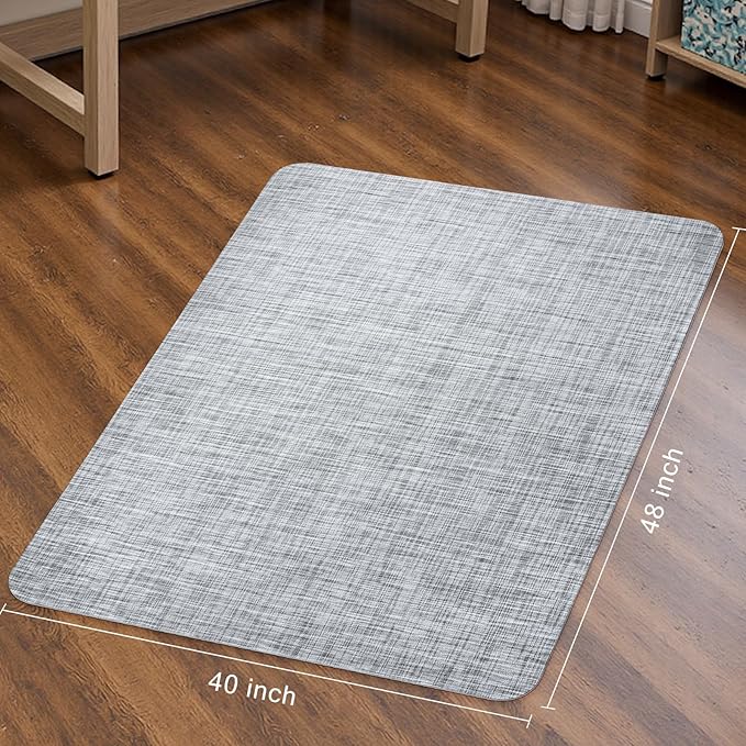 Sycoodeal Office Chair Mat for Hardwood & Tile Floor,Computer Gaming Chair Mat for Rolling Chairs Non-Curve, Anti-Slip, Heavy Duty Floor Protector for Home Office,Grey (40" x 48")
