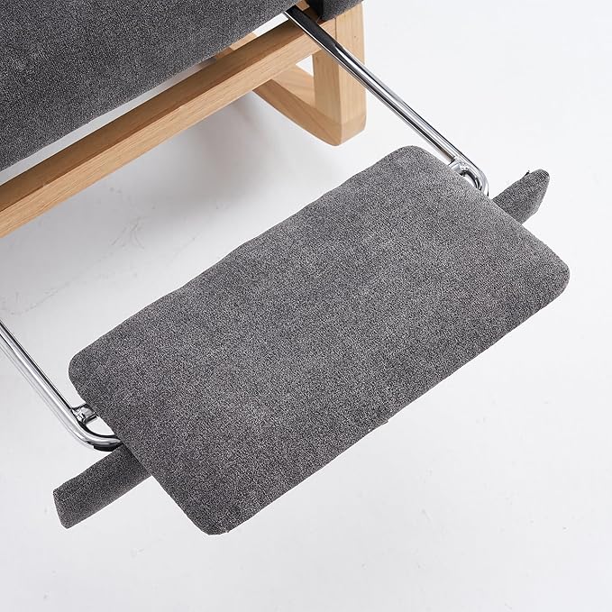 Rocking Chair with Foot Rest, Nursery Glider Teddy Gliding Rocking Chair with Retractable Footrest Rubber Wood Legs Side Pocket High Back & Wide Seat Nursing Chair for Living Room (Gray)