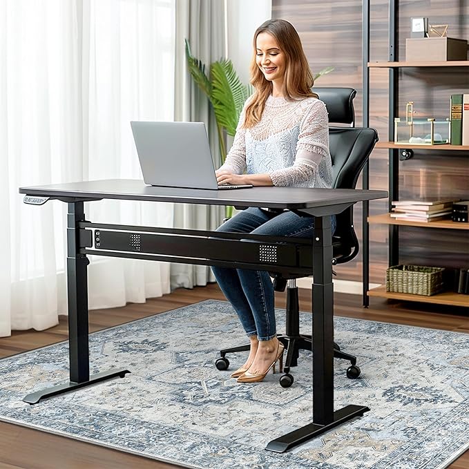 30"x48" Office Chair Mat for Hardwood Tile Floor, Under Desk Carpet Protector for Rolling Computer Chair Mat, Machine Washable Area Rug, Anti-Slip 1/5" Thick Low Pile Thin Vinyl Floor Mat, Blue