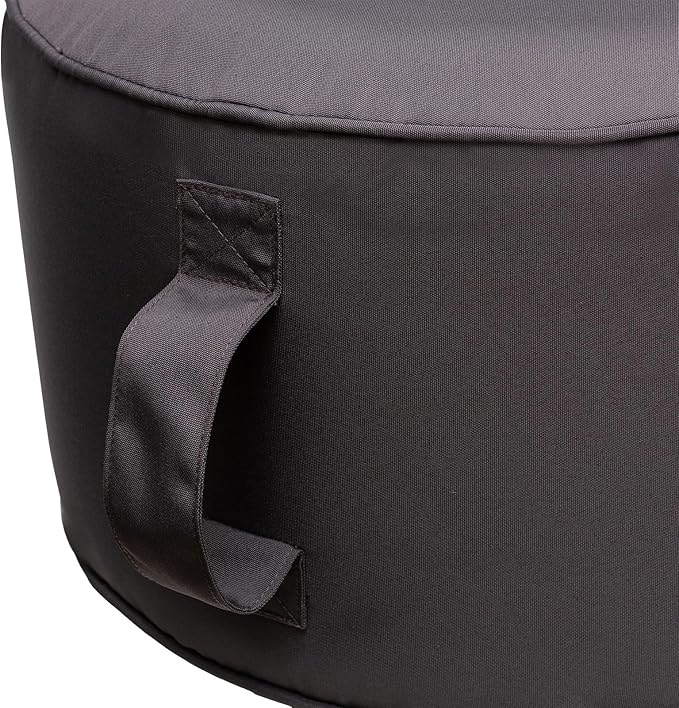 QILLOWAY Inflatable Outdoor Ottoman for Patio, Waterproof Round Pouf, Inflatable Foot Rest, Outdoor Footstool for Poolside, Garden，Camping,Dark Grey