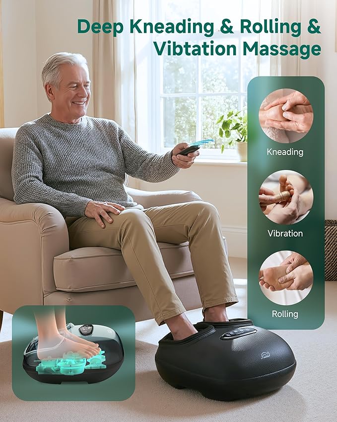 Snailax Foot Massager with Heat, Foot Massager for Neuropathy Plantar Fasciitis, Shiatsu Compression Vibration Heated Feet Massager (Remote Control), Fits Biger Size 13, Mothers DayGifts for Mom,Women