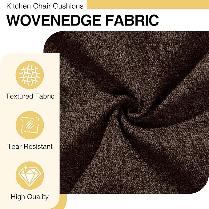 Tromlycs Chair Cushions for Dining Chairs Kitchen Seat Cushions Room Set of 4 Pads with Ties Indoor Non Slip Office 18 x 18 Inch, Dark Brown