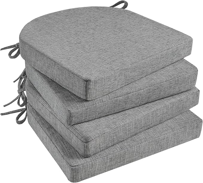 Basic Beyond Chair Cushions for Dining Chairs 4 Pack, Kitchen Chair Cushions with Ties and Non Slip Backing, 16 x 16 inches Chair Pads for Dining Chairs (Dark Grey)