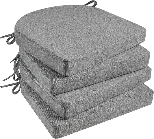 Basic Beyond Chair Cushions for Dining Chairs with Ties and Removable Cover, 2" Thick Seat Cushions for Kitchen Chairs, Set of 4, 17" x 16", Dark Grey