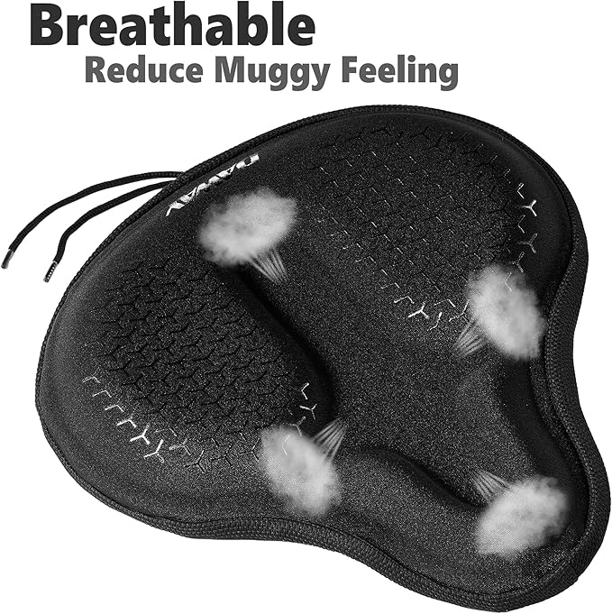 DAWAY Comfortable Bike Seat Cover - C3 Soft Gel & Memory Foam Padded Bike Seat Cushion for Women Men Seniors, Comfort, Fits for Peloton, Stationary, Exercise, Mountain and Cruiser Bicycle Saddles