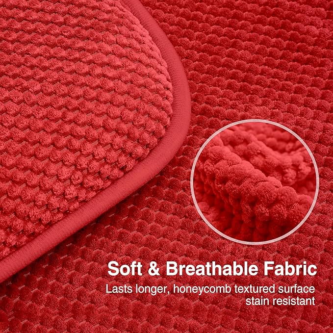 puredown® Chair Cushions for Dining Chairs, Set of 4 Memory Foam Seat Cushions with Non-Slip Backing & Ties, 16" x 16" x 1.5", Comfortable & Supportive Dining Chair Pads for Kitchen, Red
