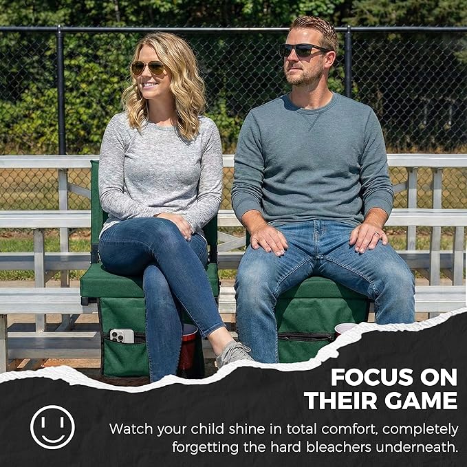 SPORT BEATS Stadium Seats with Back Support Bleacher Chairs with Back and Cushion Thick Padded Bleacher Seats Includes Shoulder Strap