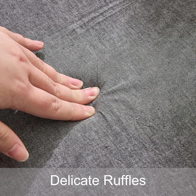 vctops Cotton Ruffled Chair Cushion for Kitchen Dining Room Chairs Farmhouse Neutral Thin Seat Cushion Soft Foam Non Slip Chair Pad with Removable Cover (Dark Grey,16"x16")