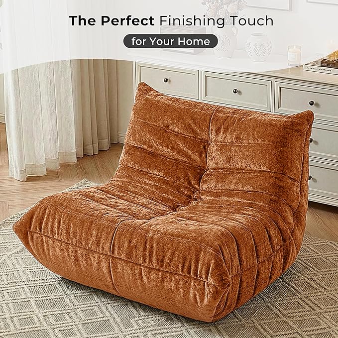 HABUTWAY Bean Bag Chair, Giant Bean Bag Chairs for Adults, Bean Bag Sofa with Filler Faux Fur, Memory Foam Bean Bag Couches Fireside Lazy Sofa for Living Room, Bedroom, Office (Brown)