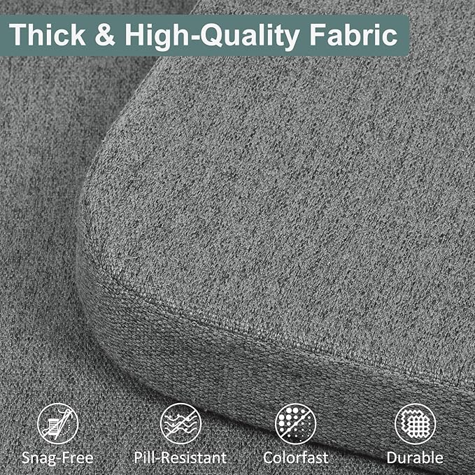 Shinnwa Kitchen Chair Cushions Set of 4, Patented Design Memory Foam Dining Chair Pads with Ties and Washable Cover, 4 Pack, 17" x 16" x 2", Dark Grey