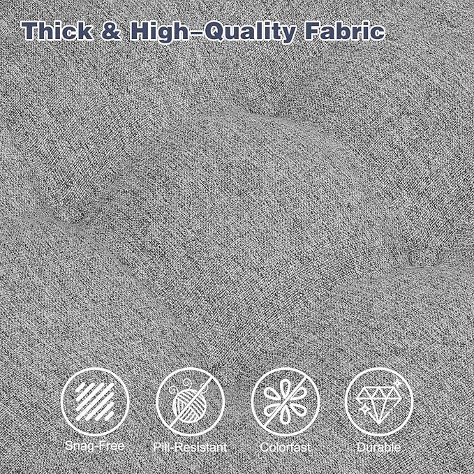 baibu Set of 4 Dining Chair Cushions, Dual-Layer Patent Design Memory Foam Kitchen Chair Cushions, Non-Slip Seat Pads with Ties, 16.5 x 16.5 x 3.5in, 4 Pack,Light Grey