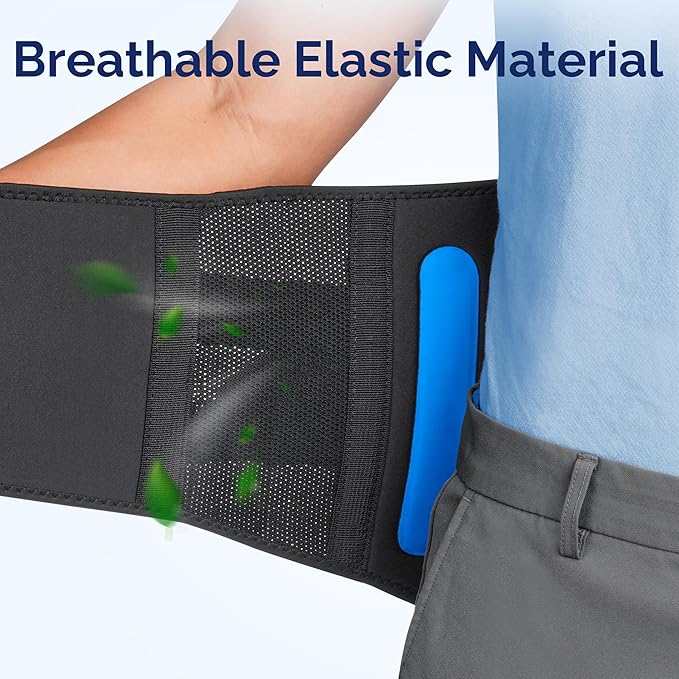 FEATOL Lower Back Brace with 5 Reinforced Stays for Women and Men, Adjustable Snug-Fit Lumbar Support Belt for Work, Size S, Waist 25.6"-28.5"
