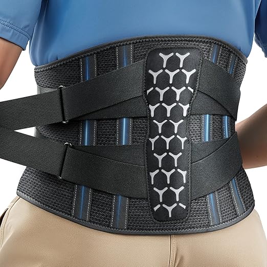 RAKIIE Lumbar Brace with Removable Pad, Adjustable Lower Back Pain Relief Support for Men and Women, Comfortable Support Belt Ideal for Lower Back Pain, Sciatica, Scoliosis, Gray Size XL (Waist: 45.3"-51.2")