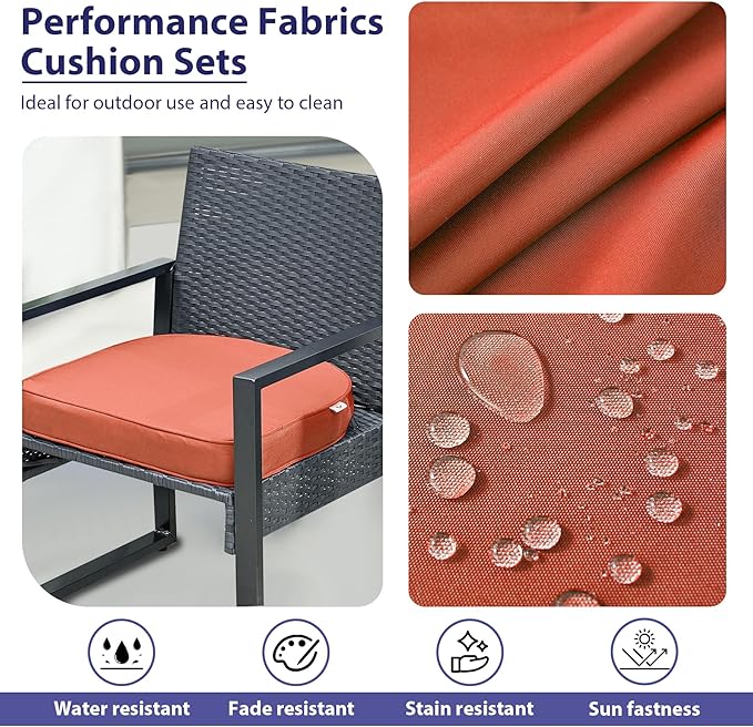 IPYNBAP Outdoor Chair Cushions Set of 4 -Waterproof Outdoor Seat Cushions for Patio Furniture, Patio Chair Cushion with Handle and Ties, Out Door Chair Pads,18.5x16x3-Round, Spice