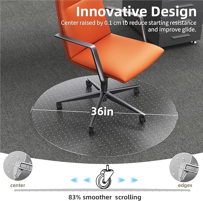 Office Chair Mat for Carpet: 36" x 36" Computer Desk Floor Mat - PVC Plastic Rug Carpet Protector Mats for Gaming Chair Under Desk Pad for Rolling Chair