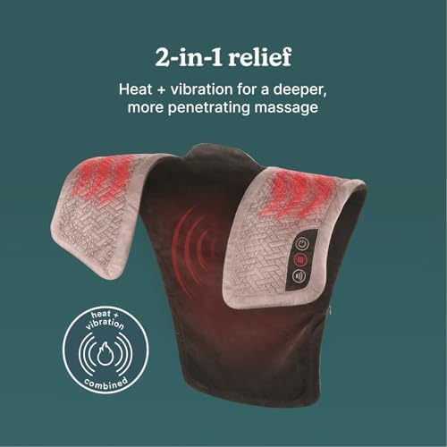 Homedics Vibration Heated Shoulder Massager Wrap, Comfort Pro Elite, Soft Fabric, Tension Relief, 2 Speeds & Styles, Long, NMS-450H (Pack of 4)