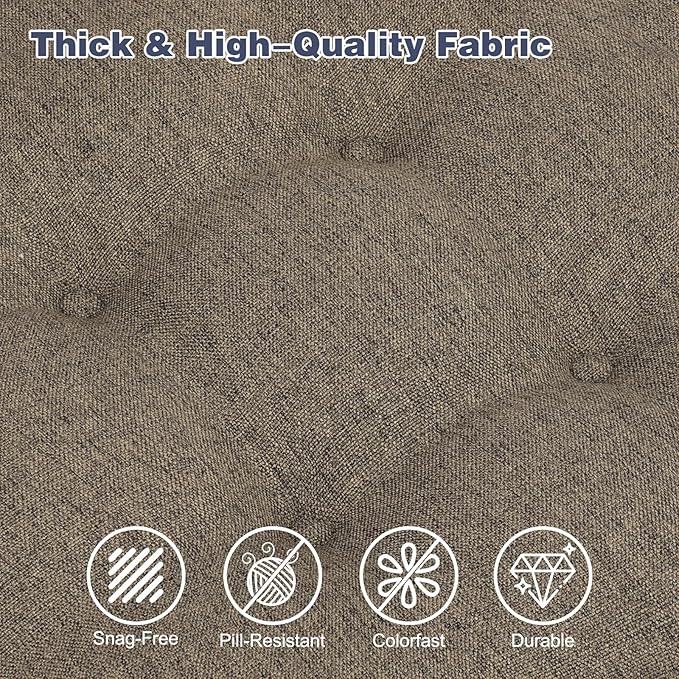 baibu Set of 6 Dining Chair Cushions, Dual-Layer Patent Design Memory Foam Kitchen Chair Cushions, Non-Slip Seat Pads with Ties, 16.5 x 16.5 x 3.5in, 6 Pack, Brown