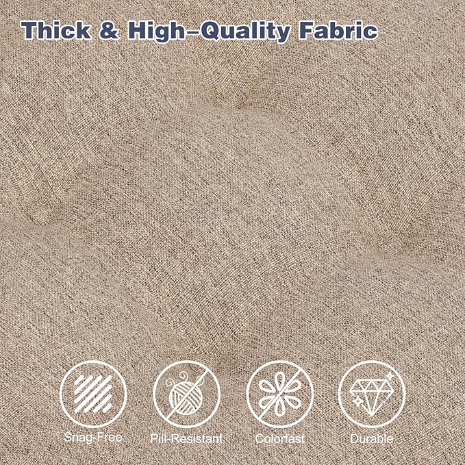baibu Set of 2 Dining Chair Cushions, Dual-Layer Patent Design Memory Foam Kitchen Chair Cushions, Non-Slip Seat Pads with Ties, 16.5 x 16.5 x 3.5in, 2 Pack, Khaki