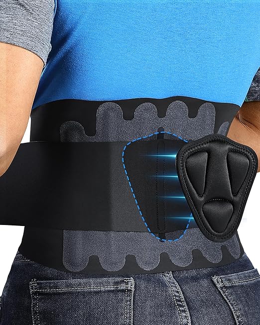 0.5mm Ultra Thin Back Brace for Women Men, 3D Lumbar Pad, Seamless Yoga Fabric, Lightweight Back Brace for Lower Back Pain Relief, Sciatica, Posture, Lifting, Wearg Under Clothes, Black, XL