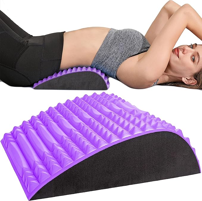 Back Stretcher Pillow – Pain Relief for Lower Back, Lumbar Support, Posture Correction, Sciatica Aid, Orthopedic Design, Easy to Use at Home, Office, or Anywhere, Orthopedist Recommended (Purple)