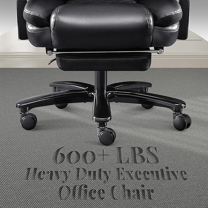 3D Kneading Massage Office Chair, Oversized 600LBS Big and Tall Executive Office Chair with Footrest, Reclining Computer Chairs, Wider Upholstered Seat Ergonomic Desk Chair for Home Office,Black