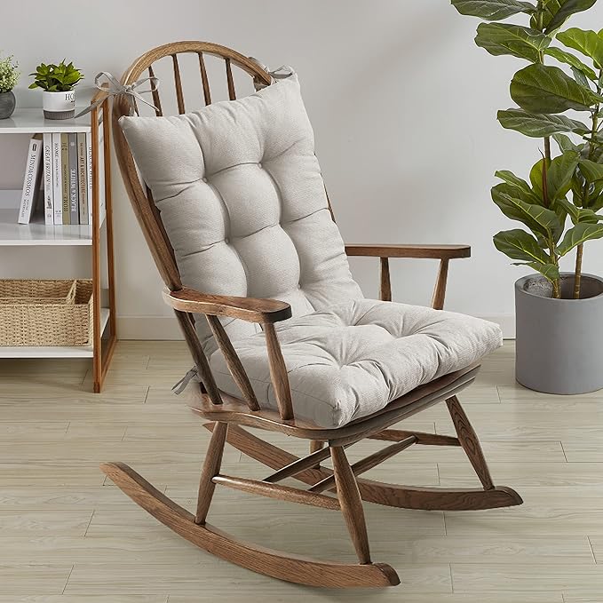 Rocking Chair Cushion Premium Pads Non Skid Slip Backed Set of Upper and Lower with Ties