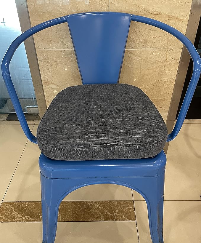 Loveboat 2 Pack Navy Metal Dining Chair Pads, 14x14 Inches, Chenille Fabric, High Density Foam Insert, Zipper Closure, 2 Inch Thick, Square, Industrial Style, 2 Count