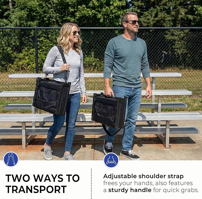 SPORT BEATS Stadium Seats with Back Support Bleacher Chairs with Back and Cushion Thick Padded Bleacher Seats Includes Shoulder Strap
