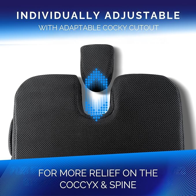 Healthfix® Car Seat Wedge Cushion | Orthopedic Memory Foam Car Seat Wedge Pillow for Driving Comfort & Posture | Seat Riser Cushion for Short Drivers & Back Pain Relief (Firm (185-300 lbs))