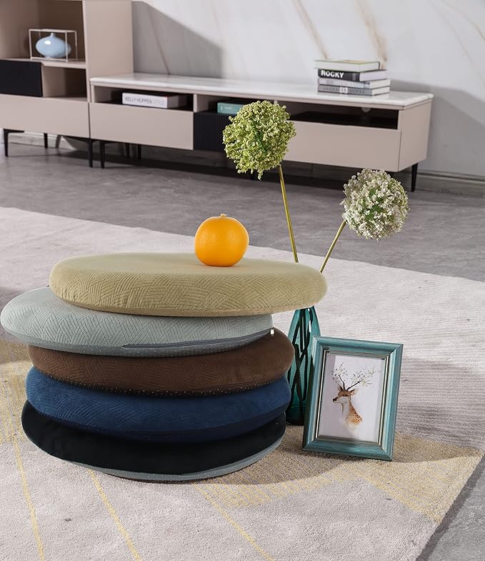 Sigmat Memory Foam Seat Cushion Anti-Slip Soft Round Stool Cushion Chair Pad 15 Inch Camel