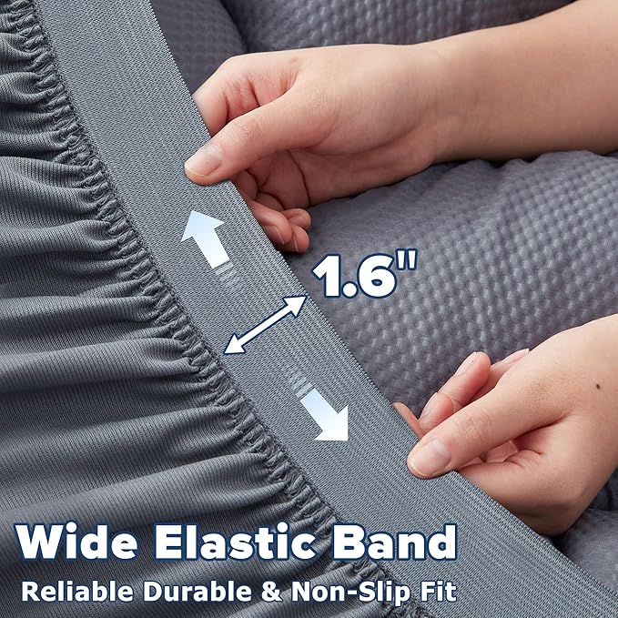 ELVEN HOME Twin Size Mattress Pad for Pain Relief, Pillow Top Cooling Twin Mattress Topper for Single Bed, Thick Fluffy Mattress Protector Cover Quilted Fitted Deep Pocket (39x75 inch, Grey)