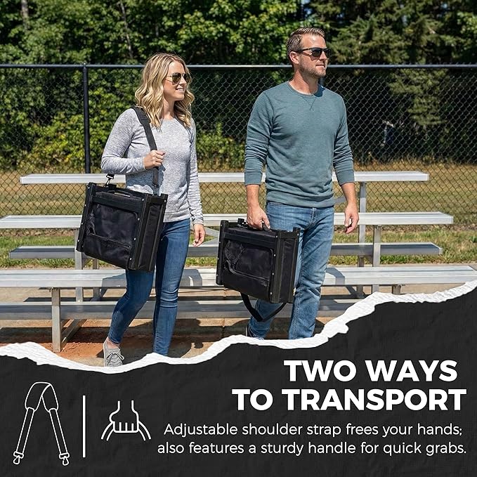 SPORT BEATS Stadium Seats with Back Support Bleacher Chairs with Back and Cushion Thick Padded Bleacher Seats Includes Shoulder Strap